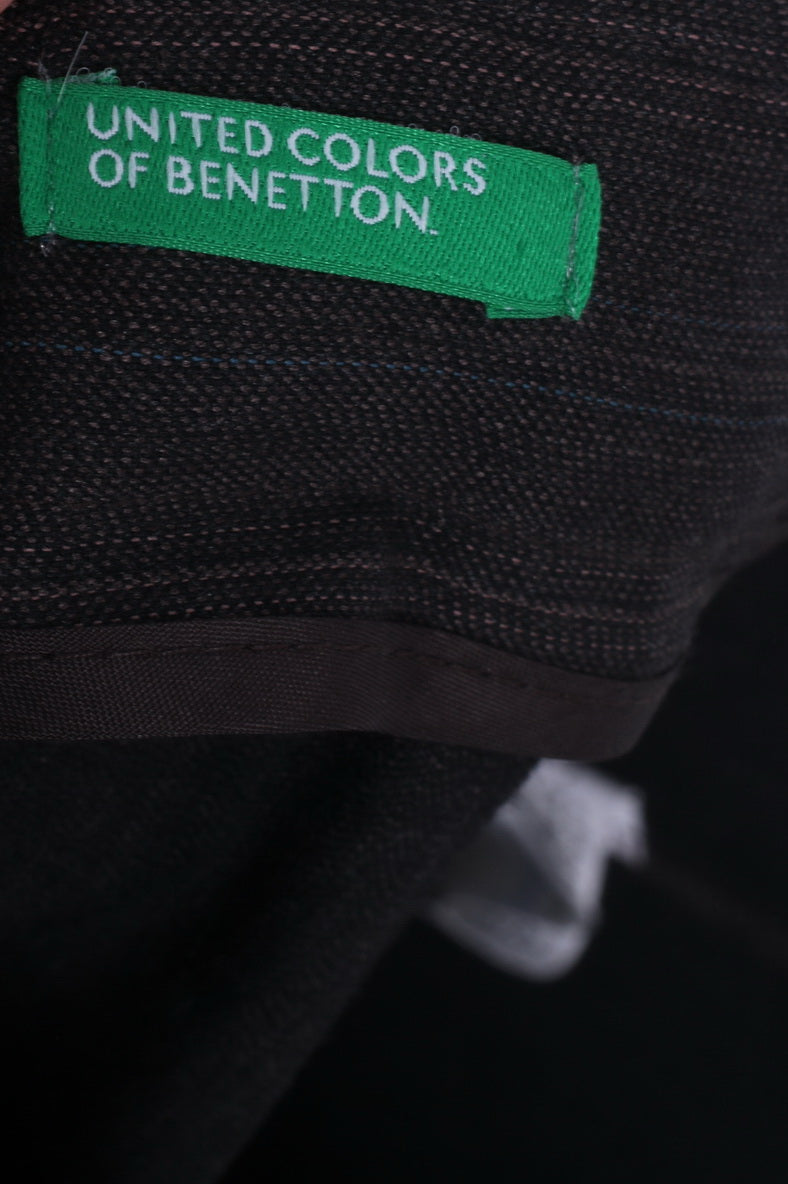 United Colors Of Benetton Womens 40 S Trousers Brown Striped Elegant  Pants