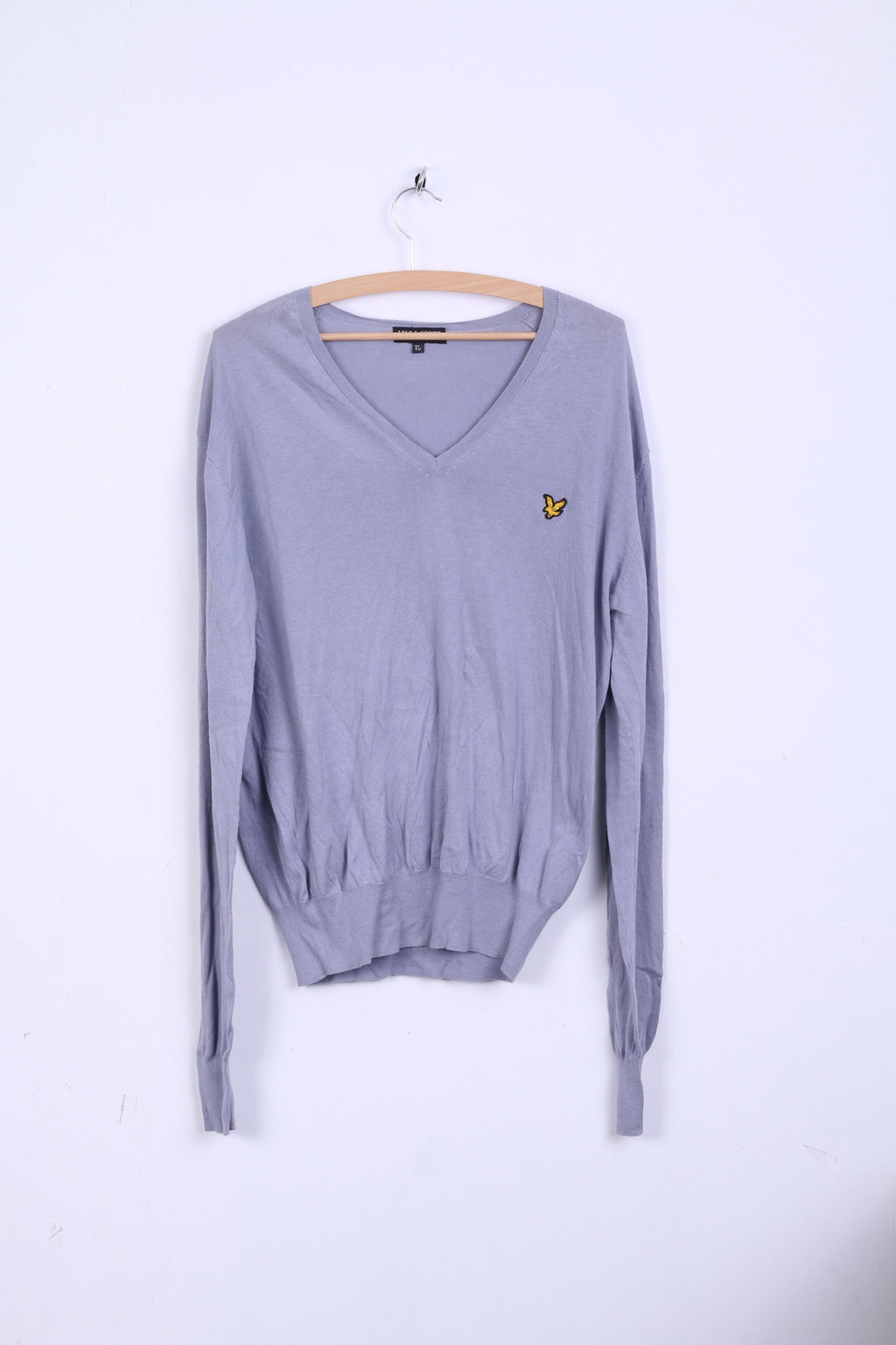 Lyle&amp;Scott Uomo XL Maglione Grigio Maglione con scollo a V in cotone