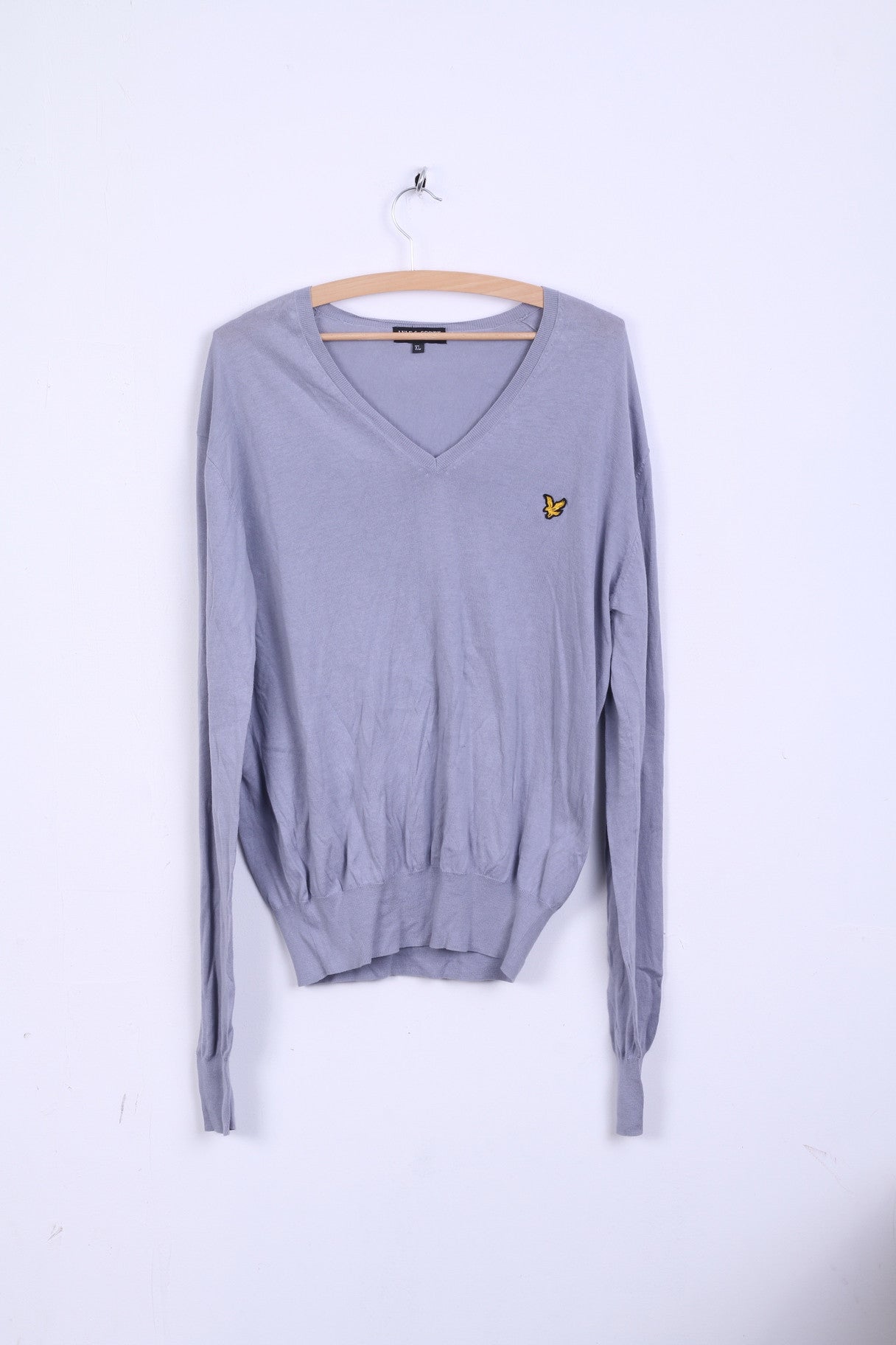 Lyle&amp;Scott Uomo XL Maglione Grigio Maglione con scollo a V in cotone