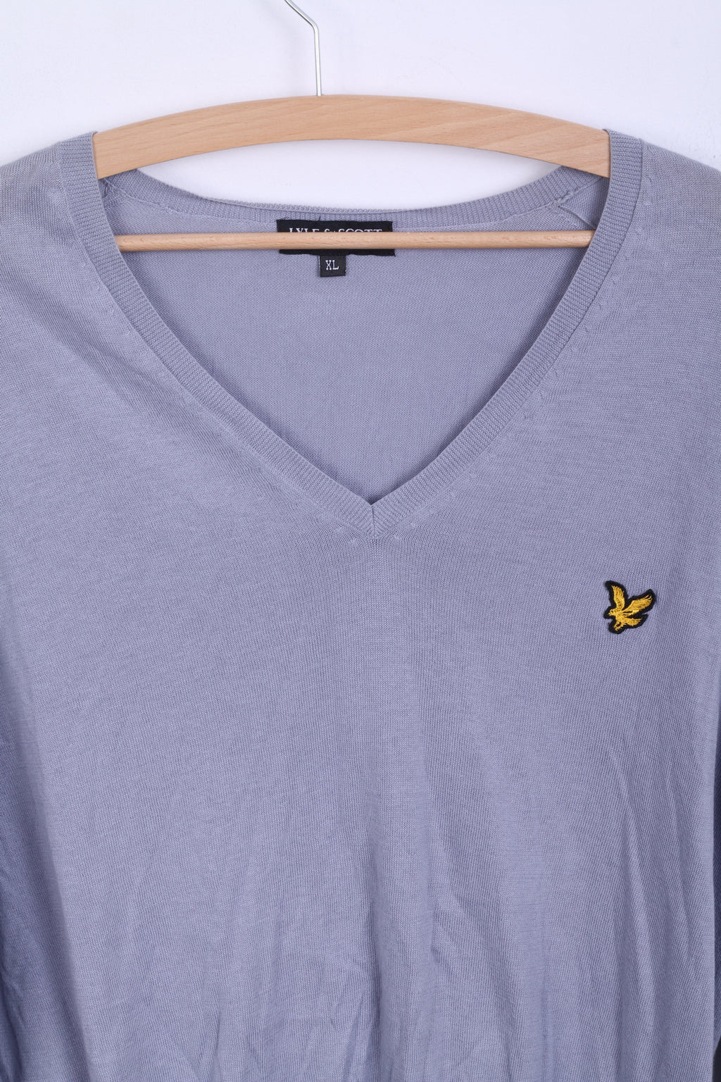Lyle&amp;Scott Uomo XL Maglione Grigio Maglione con scollo a V in cotone