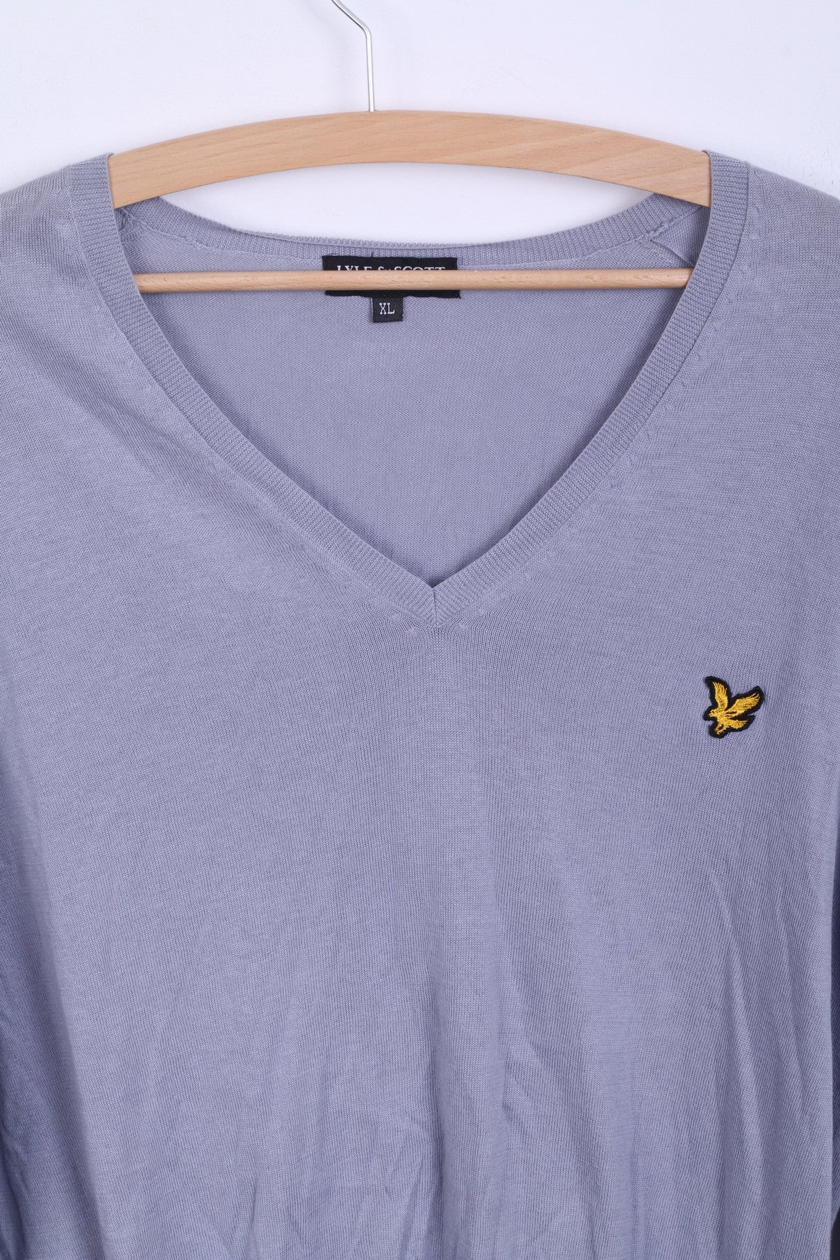 Lyle&amp;Scott Uomo XL Maglione Grigio Maglione con scollo a V in cotone