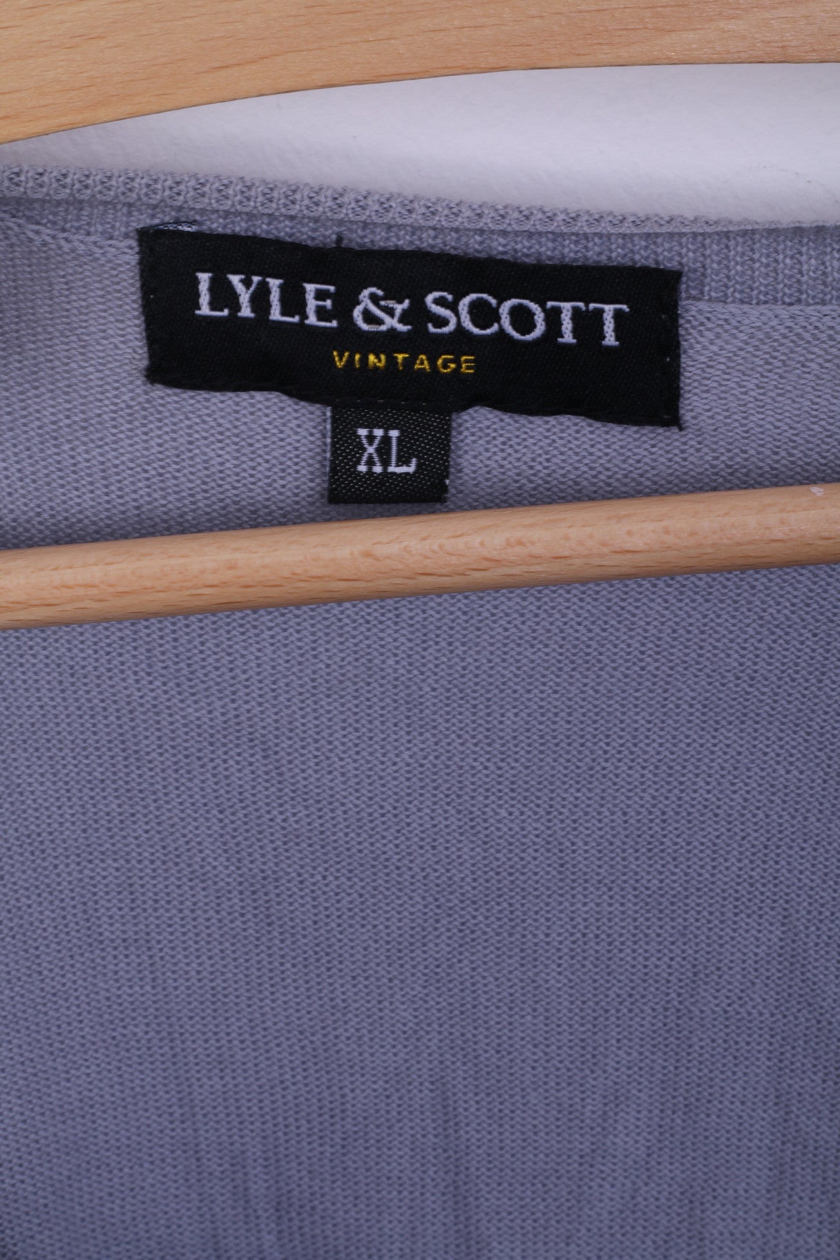 Lyle&amp;Scott Uomo XL Maglione Grigio Maglione con scollo a V in cotone