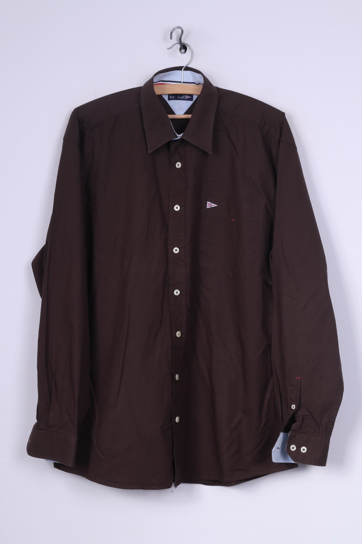 Paul R.Smith Mens M 39/40 Casual Shirt Brown Cotton Long Sleeve