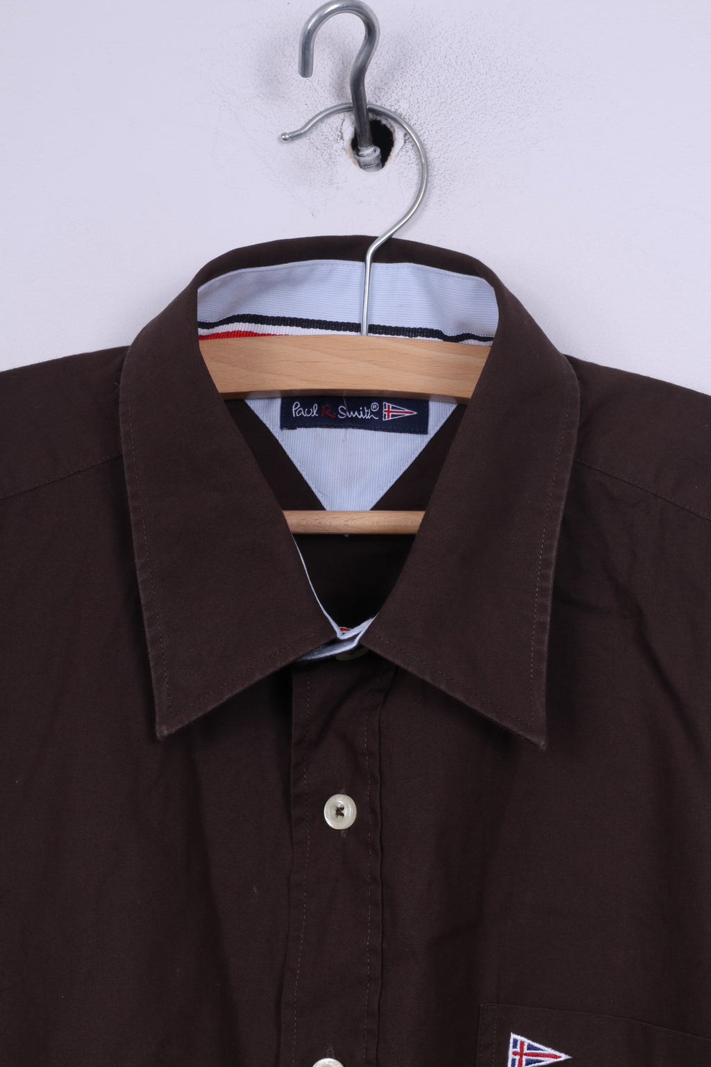 Paul R.Smith Chemise décontractée pour homme M 39/40 en coton marron à manches longues 