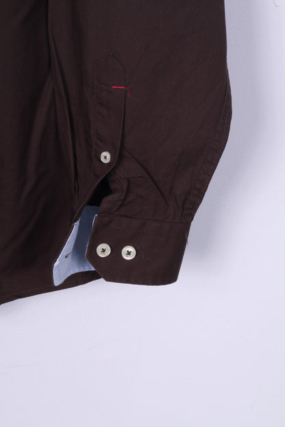 Paul R.Smith Mens M 39/40 Casual Shirt Brown Cotton Long Sleeve