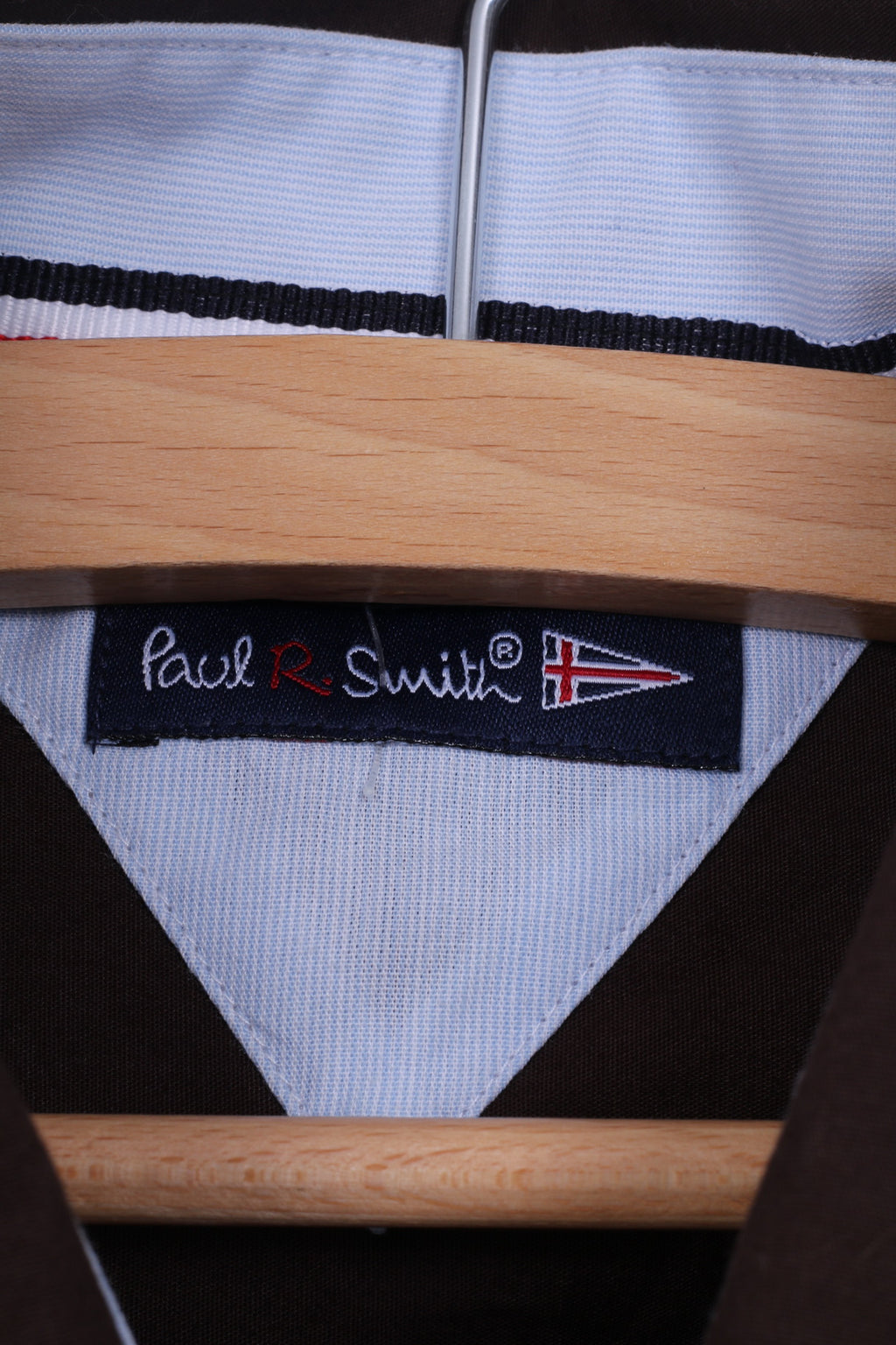 Paul R.Smith Chemise décontractée pour homme M 39/40 en coton marron à manches longues 