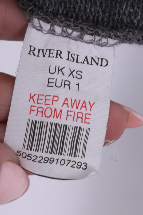 River Island Mens Xs Graphic Sweatshirt Grey Cotton Jumper