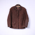 HM Leather System Fashion Styled For Europe Women L Giacca in pelle Marrone Cerniera completa Biker Top