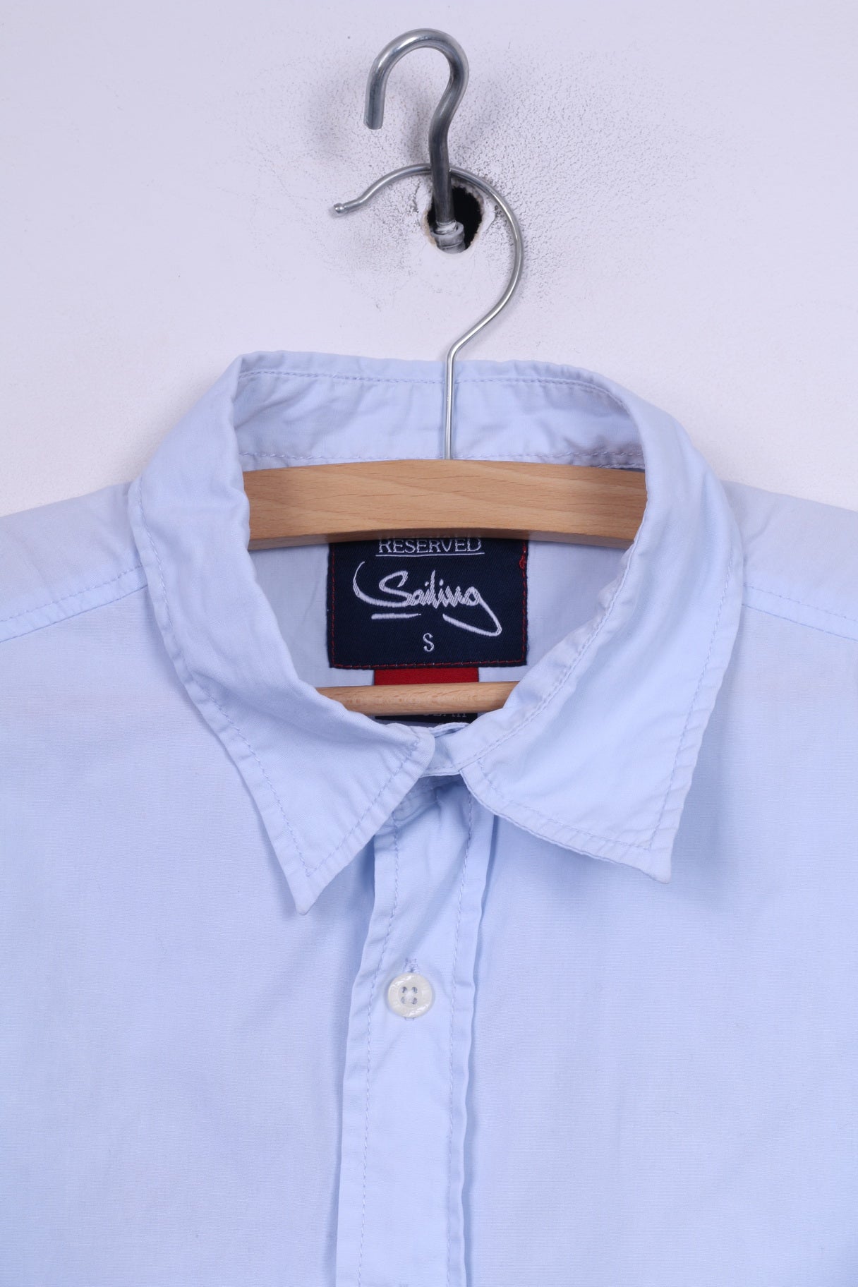 Reserved Sailing Mens S Casual Shirt Light Blue Short Sleeve Cotton Regular Top