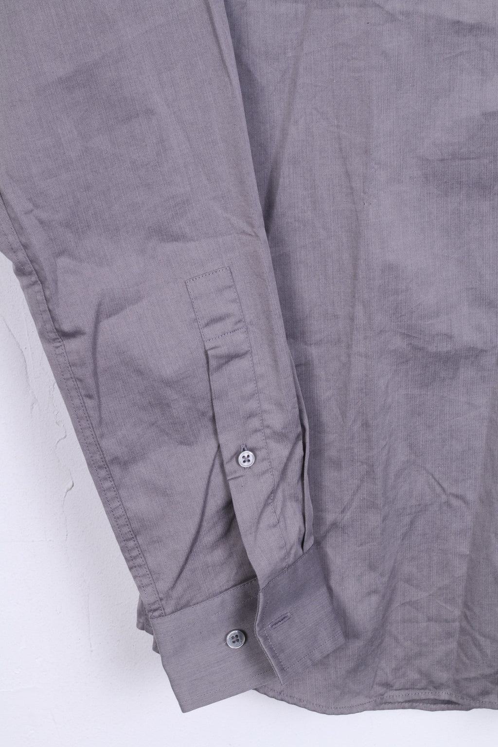 Strellson Mens 38 15 M Casual Shirt Grey Cotton Slim Fit Standard Collar