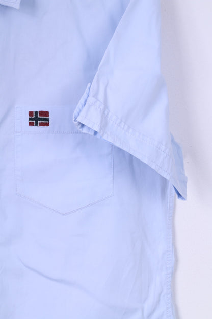 Reserved Sailing Mens S Casual Shirt Light Blue Short Sleeve Cotton Regular Top