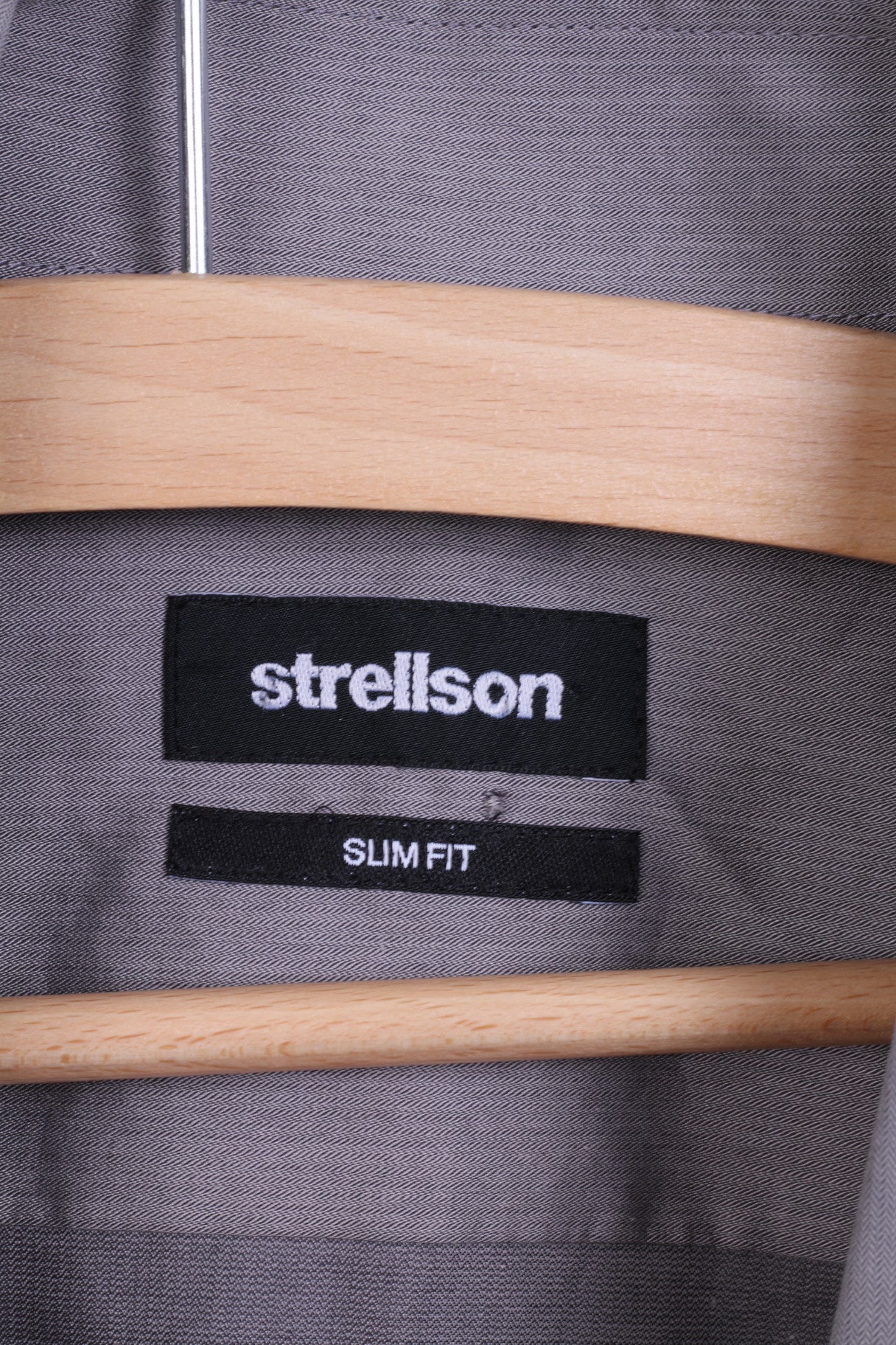 Strellson Mens 38 15 M Casual Shirt Grey Cotton Slim Fit Standard Collar