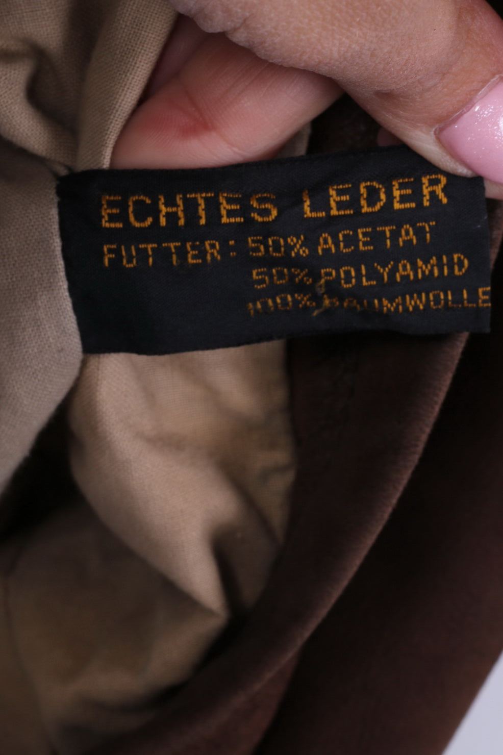 HM Leather System Fashion Styled For Europe Women L Leather Jacket Brown Full Zipper Biker Top