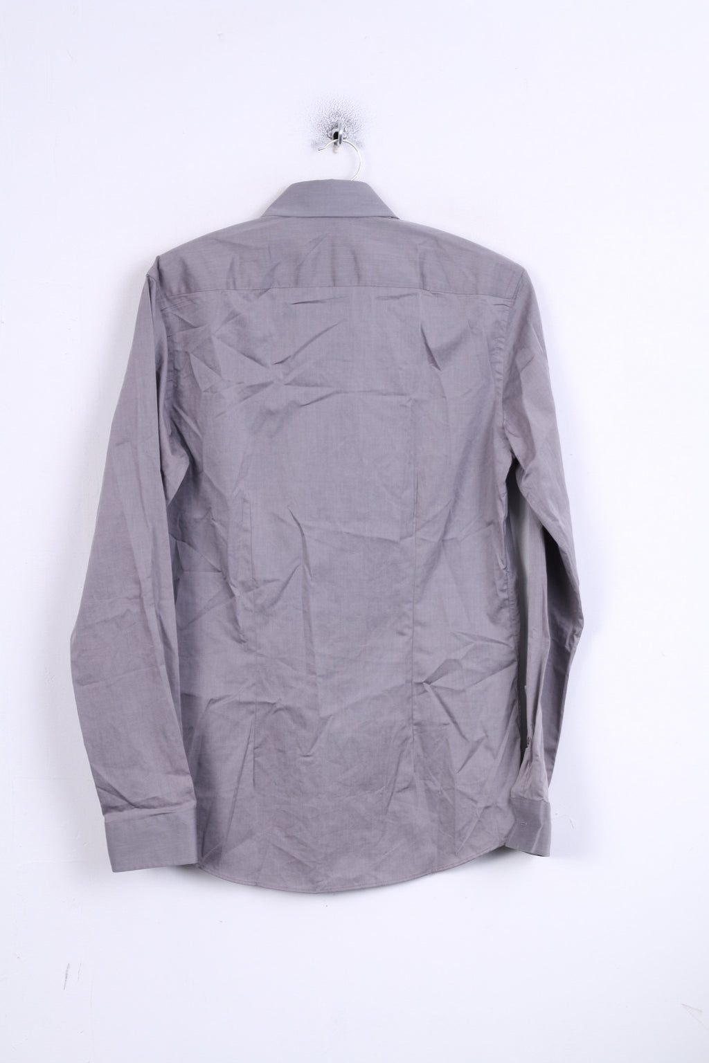 Strellson Mens 38 15 M Casual Shirt Grey Cotton Slim Fit Standard Collar