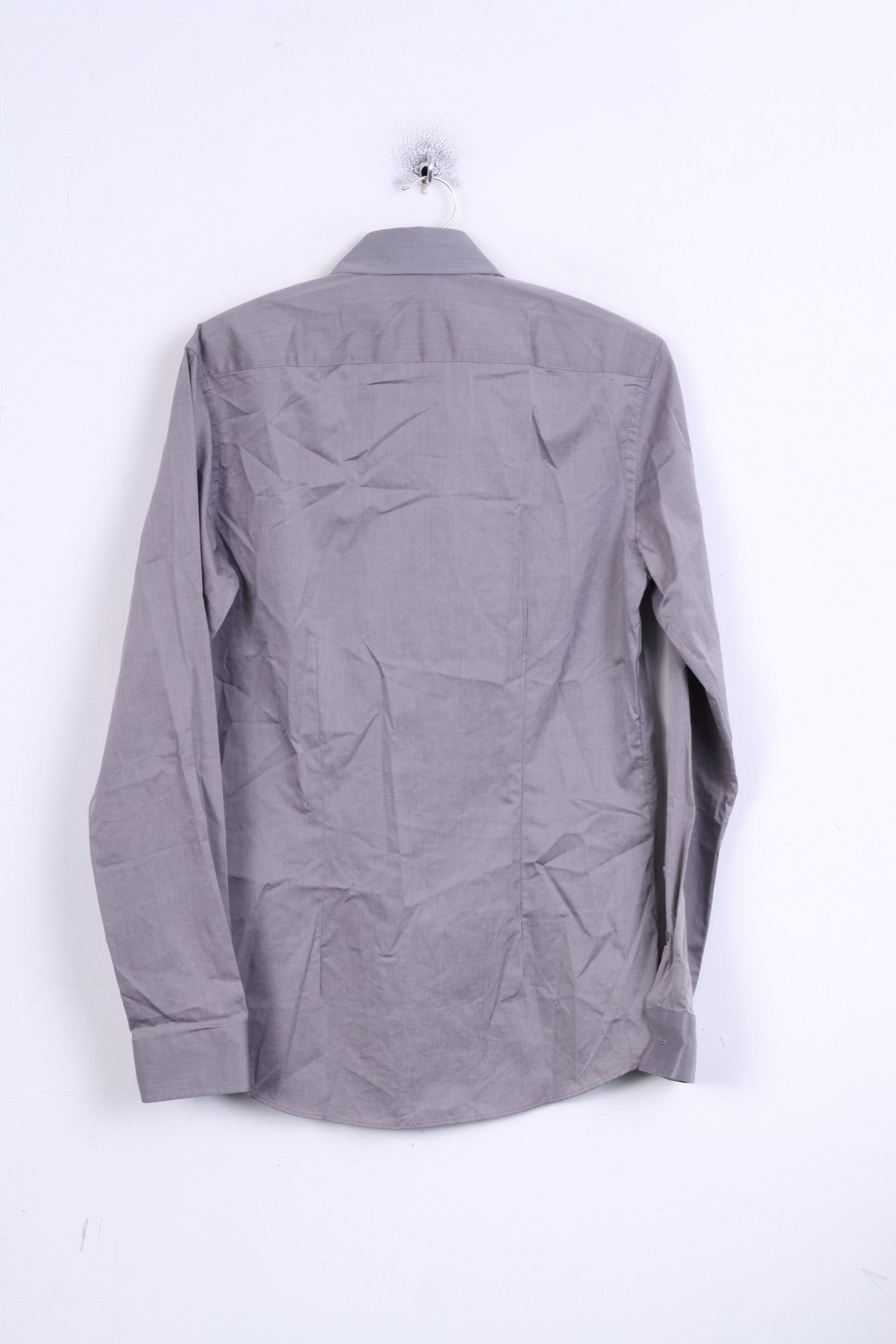 Strellson Mens 38 15 M Casual Shirt Grey Cotton Slim Fit Standard Collar