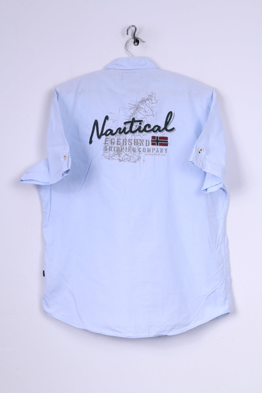 Reserved Sailing Mens S Casual Shirt Light Blue Short Sleeve Cotton Regular Top