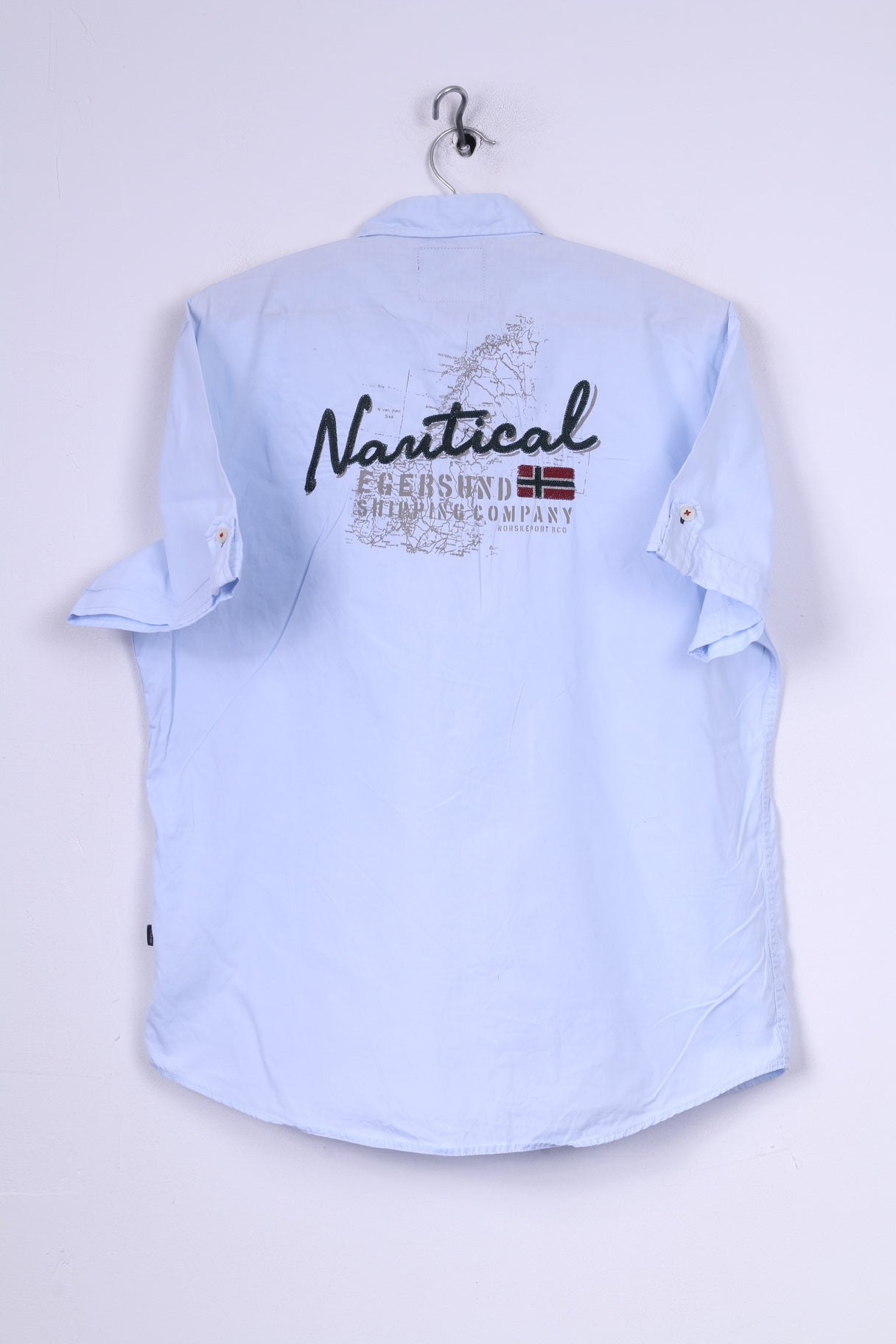 Reserved Sailing Mens S Casual Shirt Light Blue Short Sleeve Cotton Regular Top