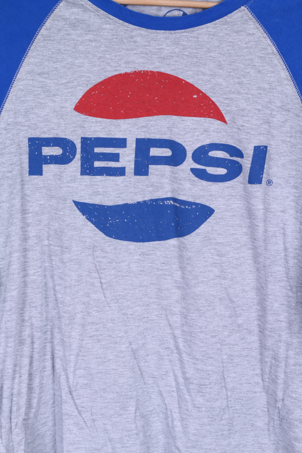 Pepsi Maglietta da donna a maniche lunghe in cotone grigio blu con grafica elasticizzata