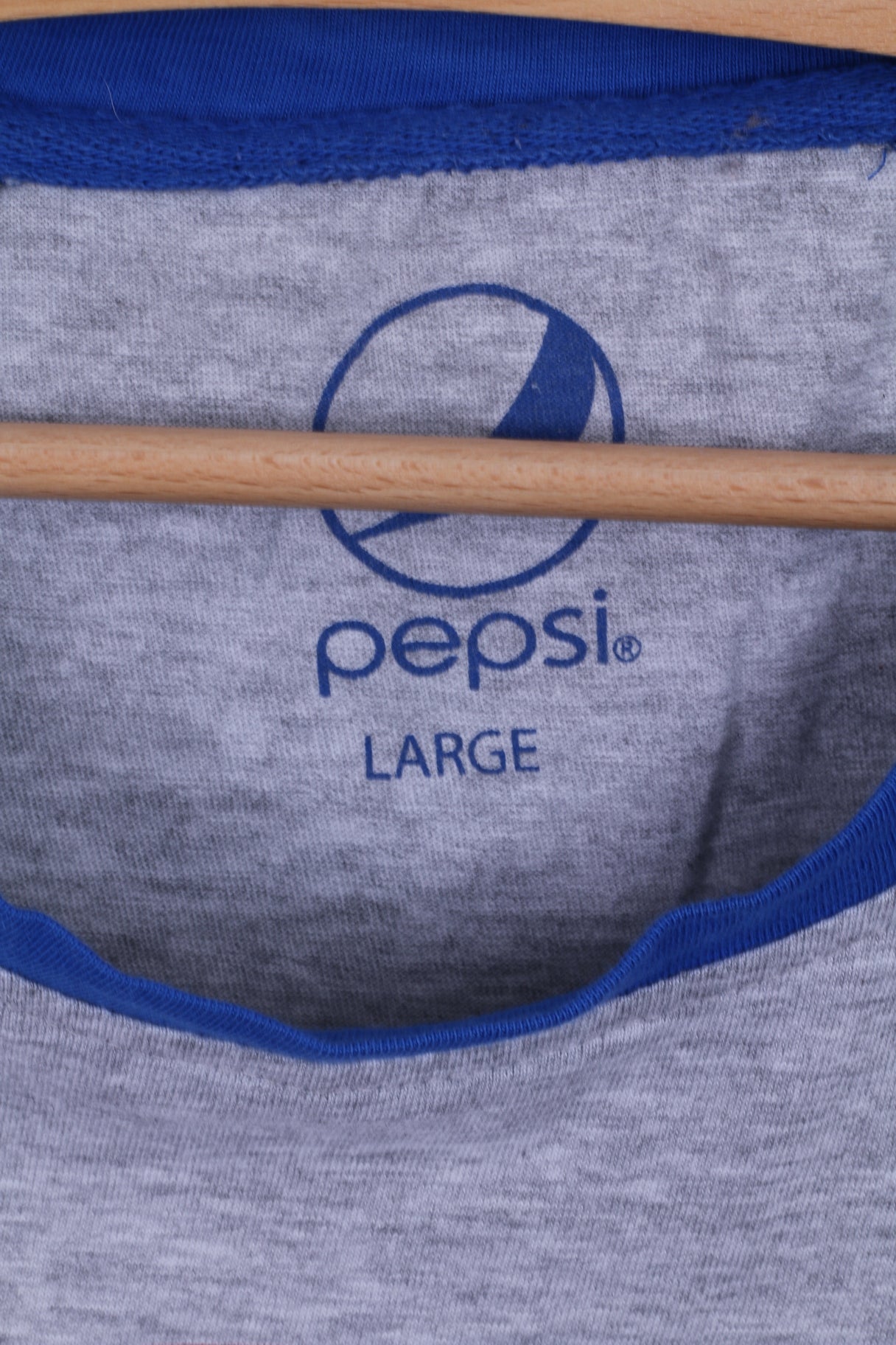 Pepsi Womens L Shirt Cotton Grey Blue Long Sleeve Graphic Stretch Top