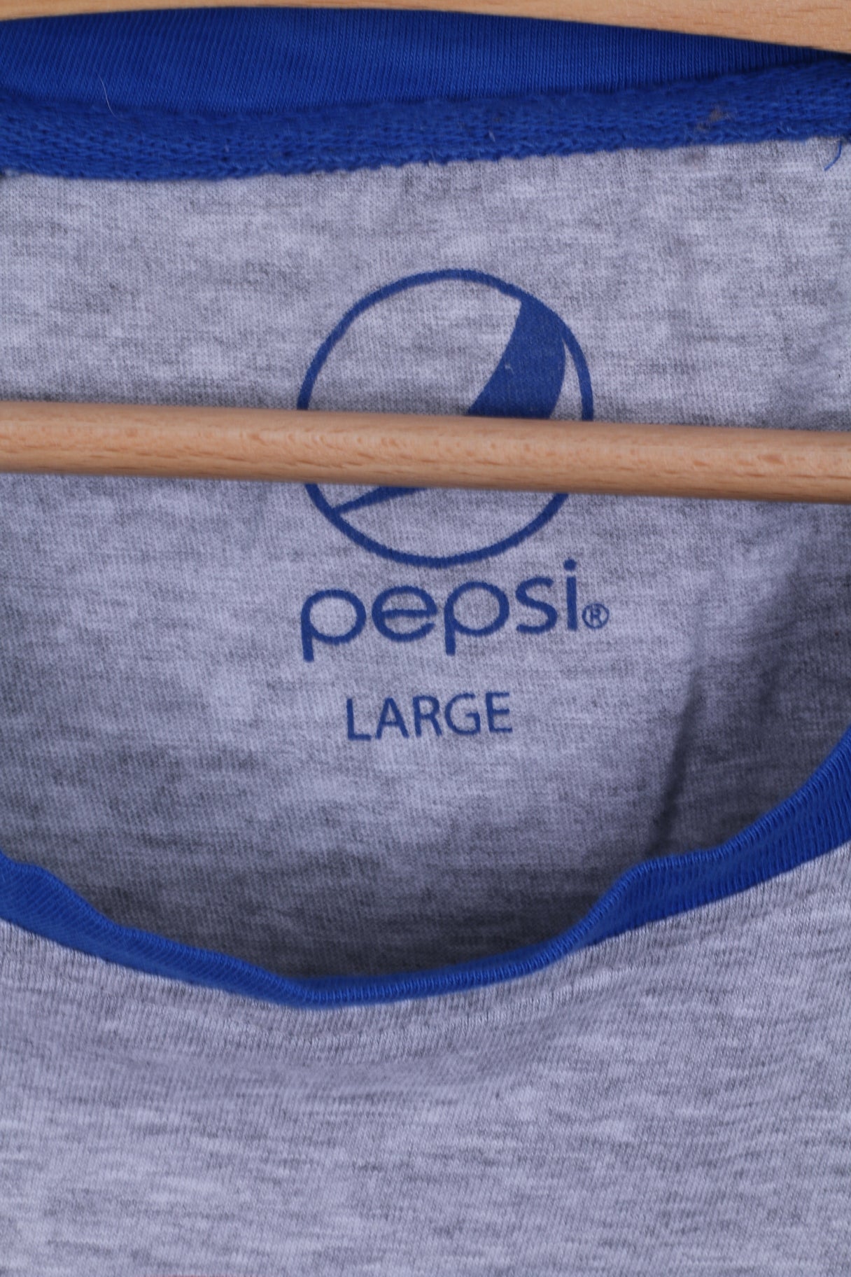 Pepsi Maglietta da donna a maniche lunghe in cotone grigio blu con grafica elasticizzata
