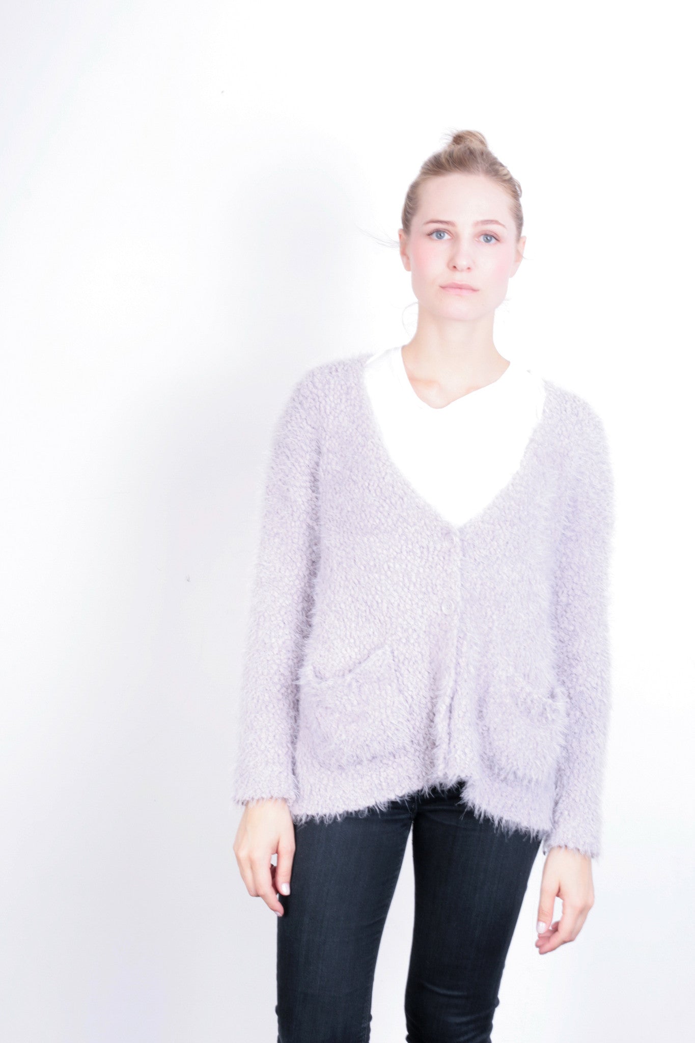 Miss Selfridge Women's 10 M Cardigan Jumper Violet Patchwork - RetrospectClothes