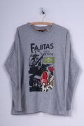 Peter Gordon Mens XL(L)Graphic Shirt Long Sleeve Grey Cotton Crew Neck Club Los Amigos