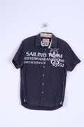 Camp David Mens S Casual Shirt Cotton Grey Regular Fit Embroidered