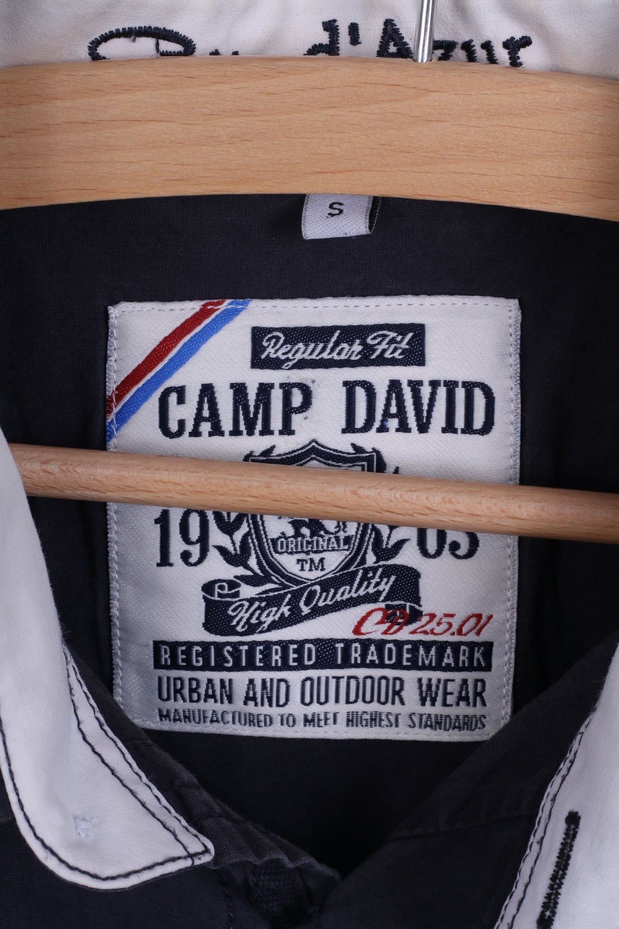 Camp David Mens S Casual Shirt Cotton Grey Regular Fit Embroidered