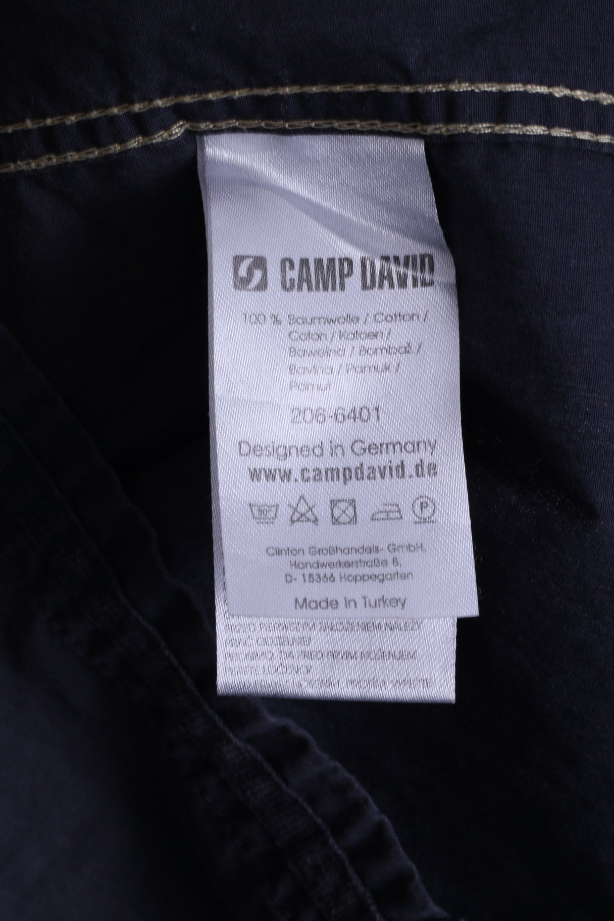Camp David Mens S Casual Shirt Cotton Grey Regular Fit Embroidered
