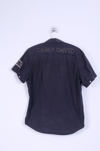 Camp David Chemise décontractée pour homme en coton gris coupe régulière brodée