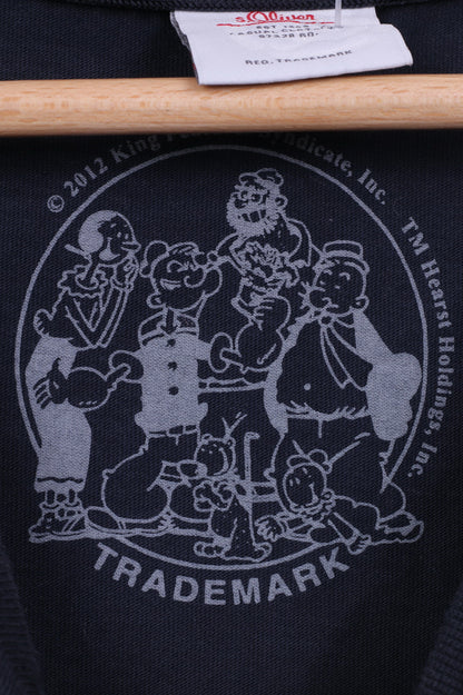 S.Oliver Popeye Mens L(M) T-Shirt Crew Neck Graphic King Features Syndicate Inc Navy Cotton