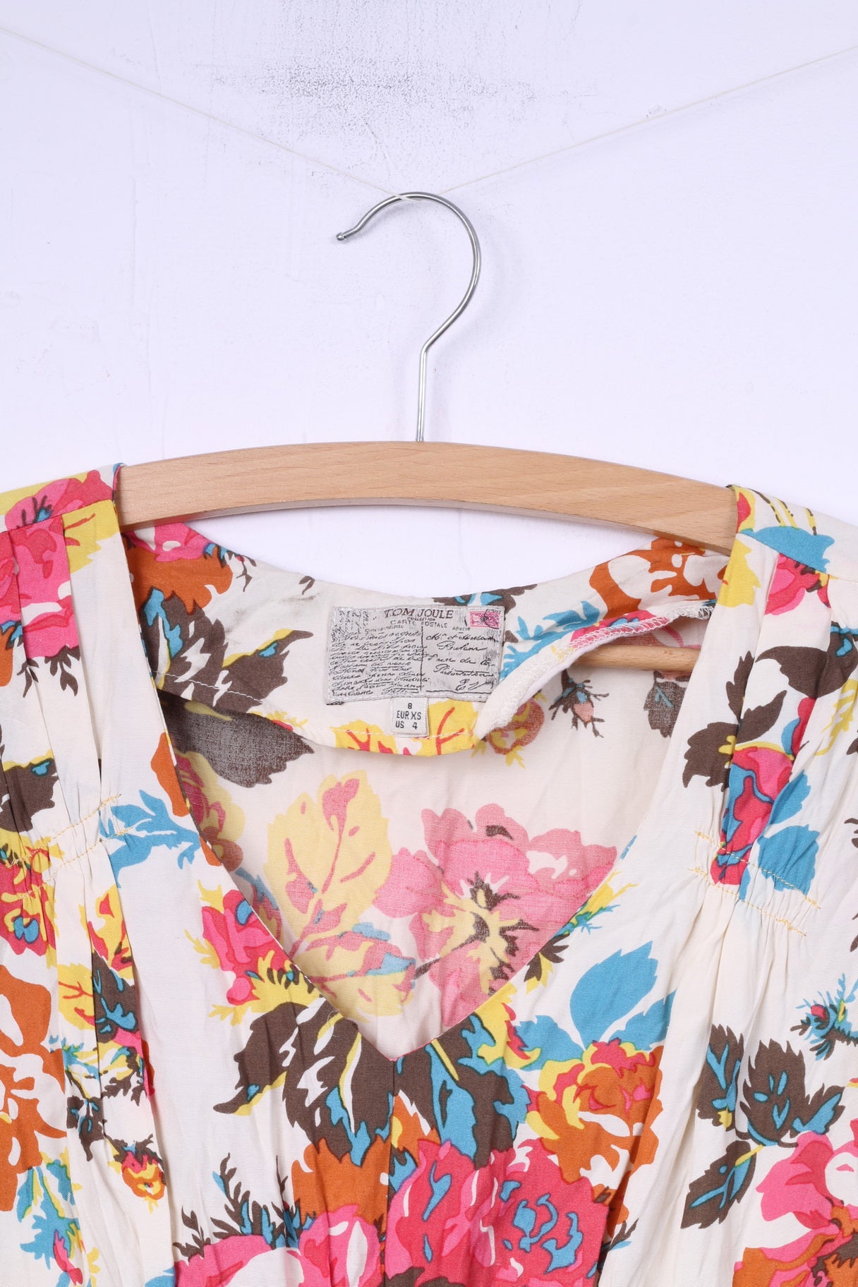 Tom Joule Womens Xs 8 Mini Dress Flowers Print Multicolor Sleeveless