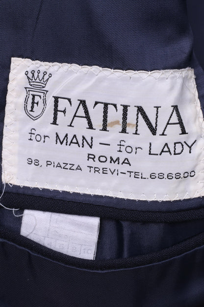 FATINA Men 54 S Blazer Navy 100% Wool Classic Roma Retro Single Breasted Jacket