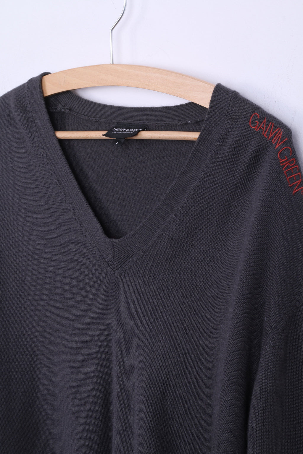 GALVIN GREEN Maglione da uomo L maglione grigio scuro con scollo a V