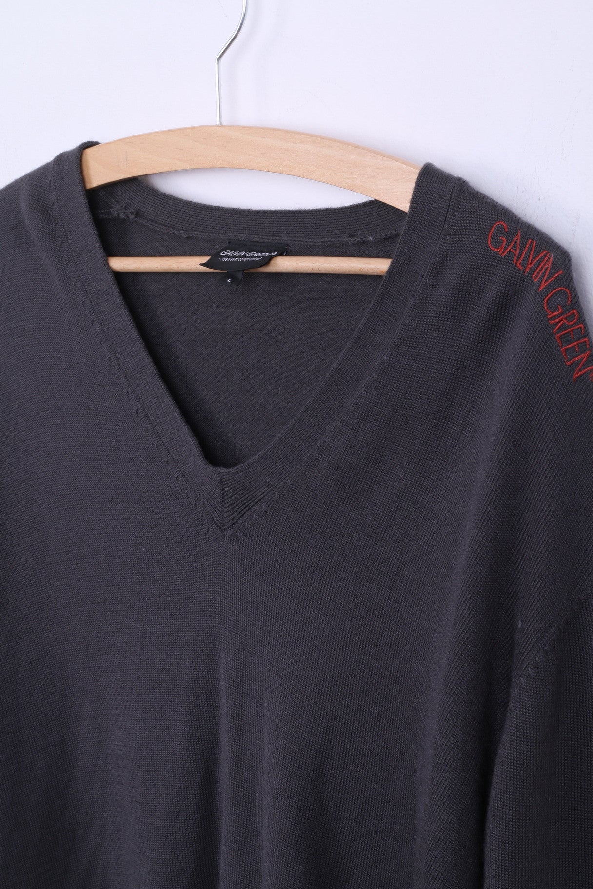 GALVIN GREEN Maglione da uomo L maglione grigio scuro con scollo a V