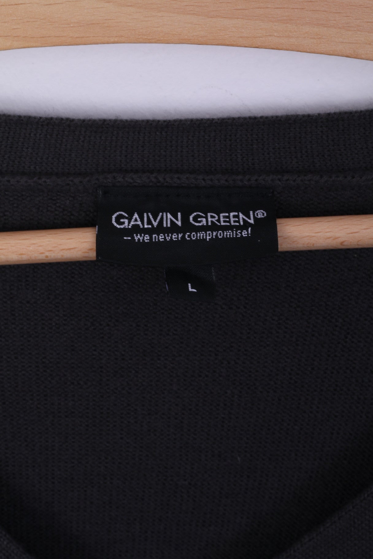 GALVIN GREEN Maglione da uomo L maglione grigio scuro con scollo a V