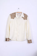 Moods of Norvegia Camicia casual da uomo M in cotone ecru a maniche lunghe