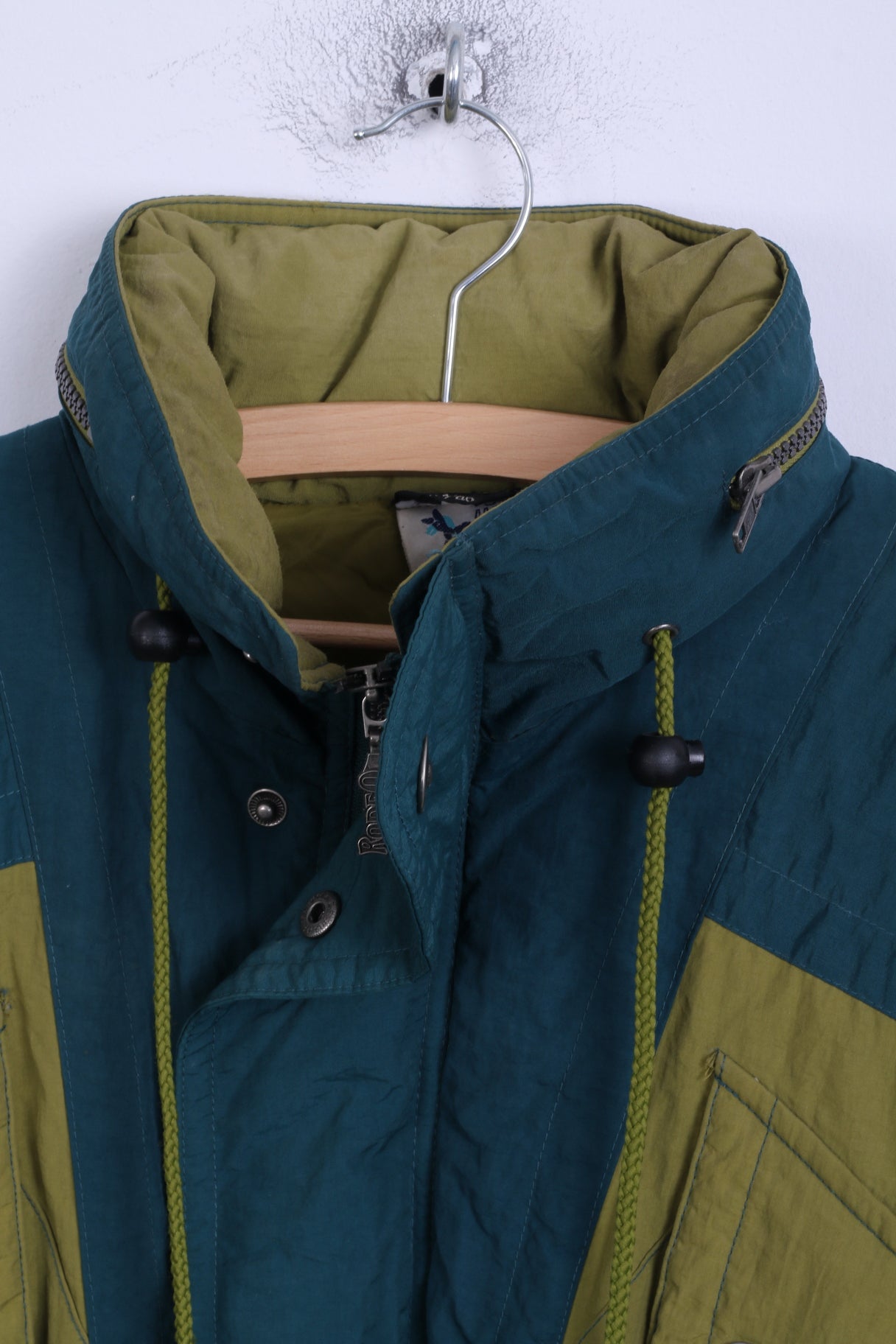 Rodeo C&amp;A Hommes 44/46 S Veste Vintage Épaulettes Capuche Cachée Nylon Olive