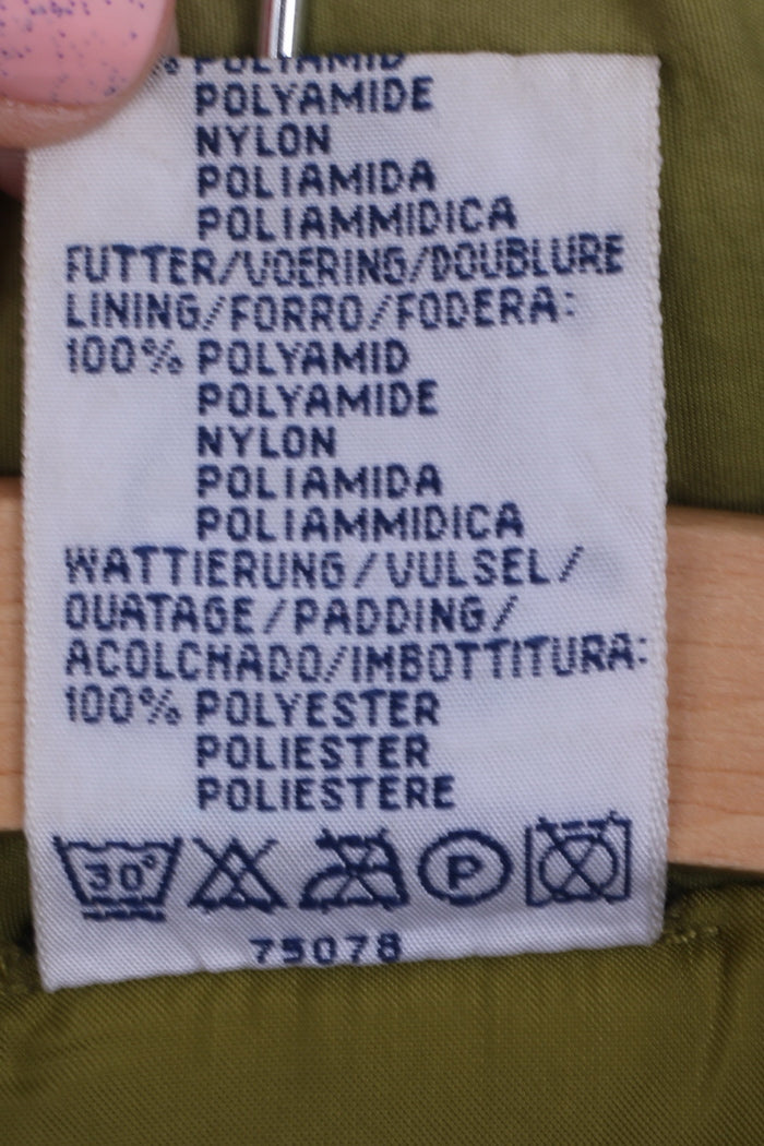 Rodeo C&A Mens 44/46 S Jacket Vintage Shoulder Pads Hidden Hood Nylon Olive