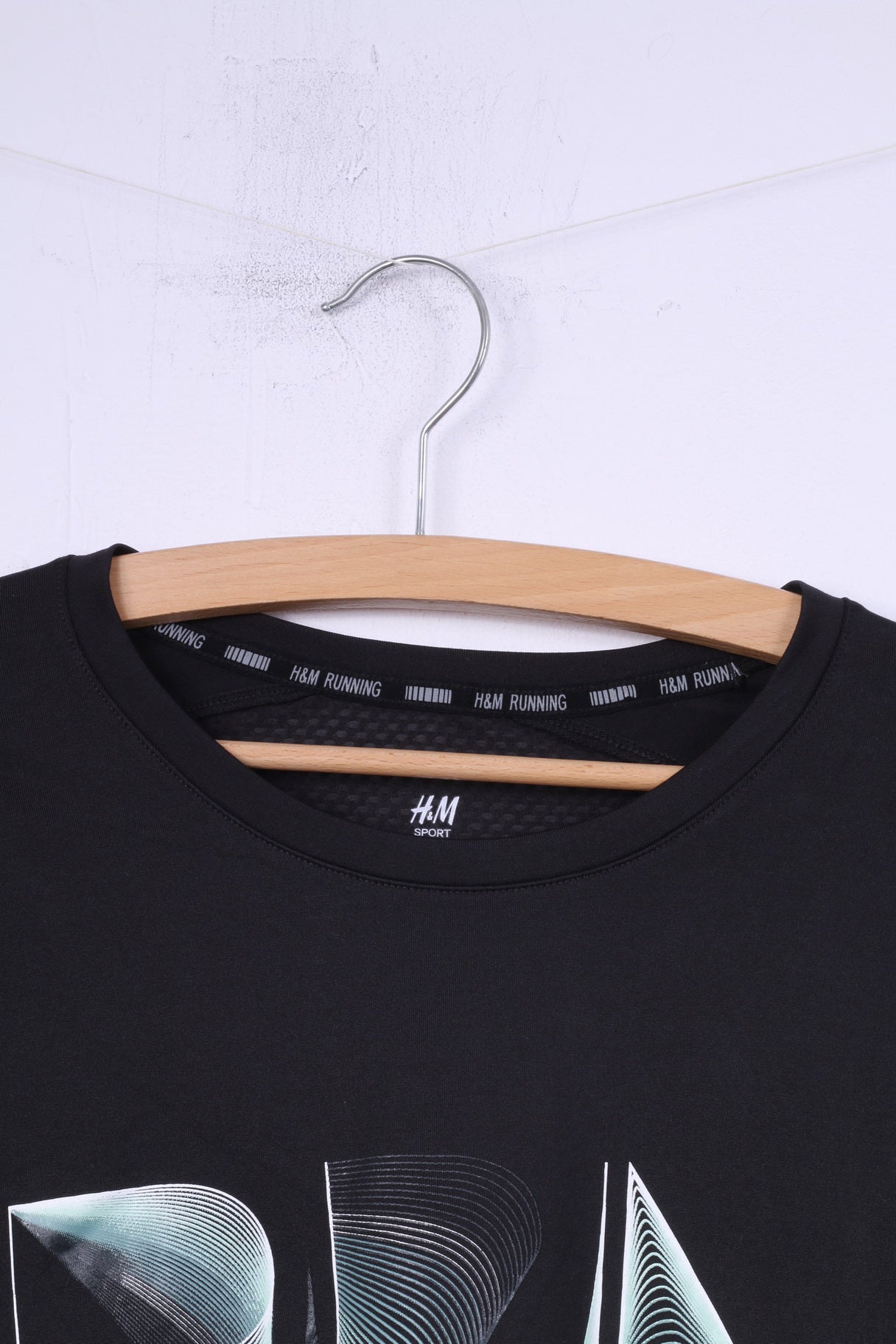 H&amp;M Sport Running Hommes M Chemise À Manches Longues Noir Sportswear Top