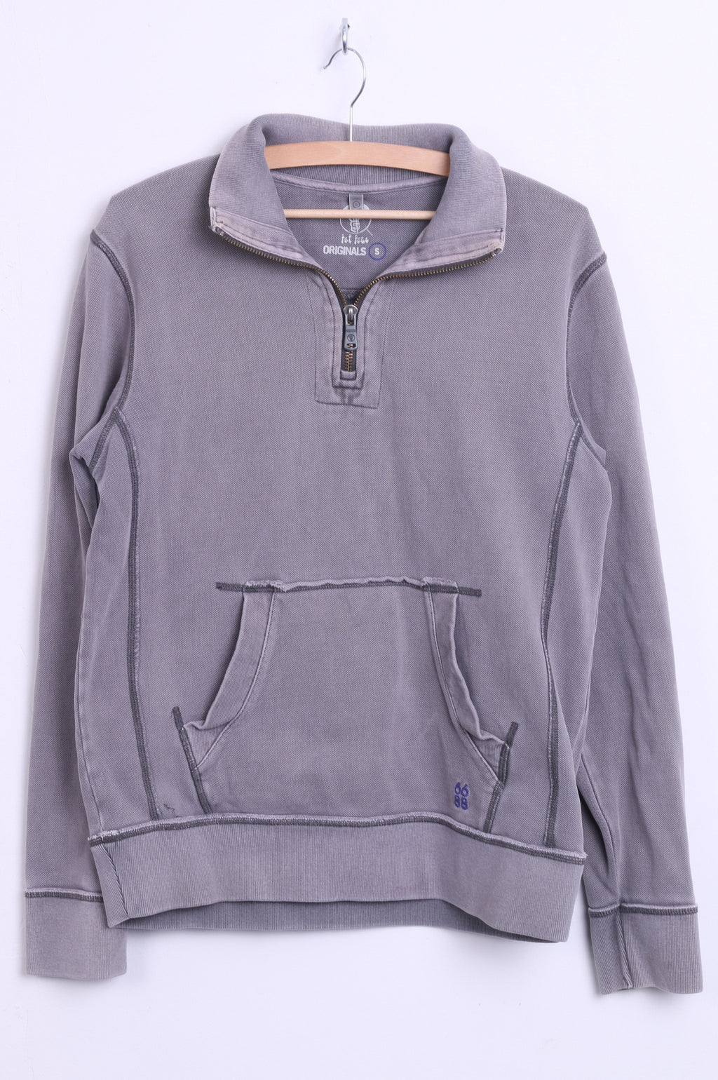 Originals Fot Face Mens S Sweatshirt Zip Neck Washed Look Cotton - RetrospectClothes