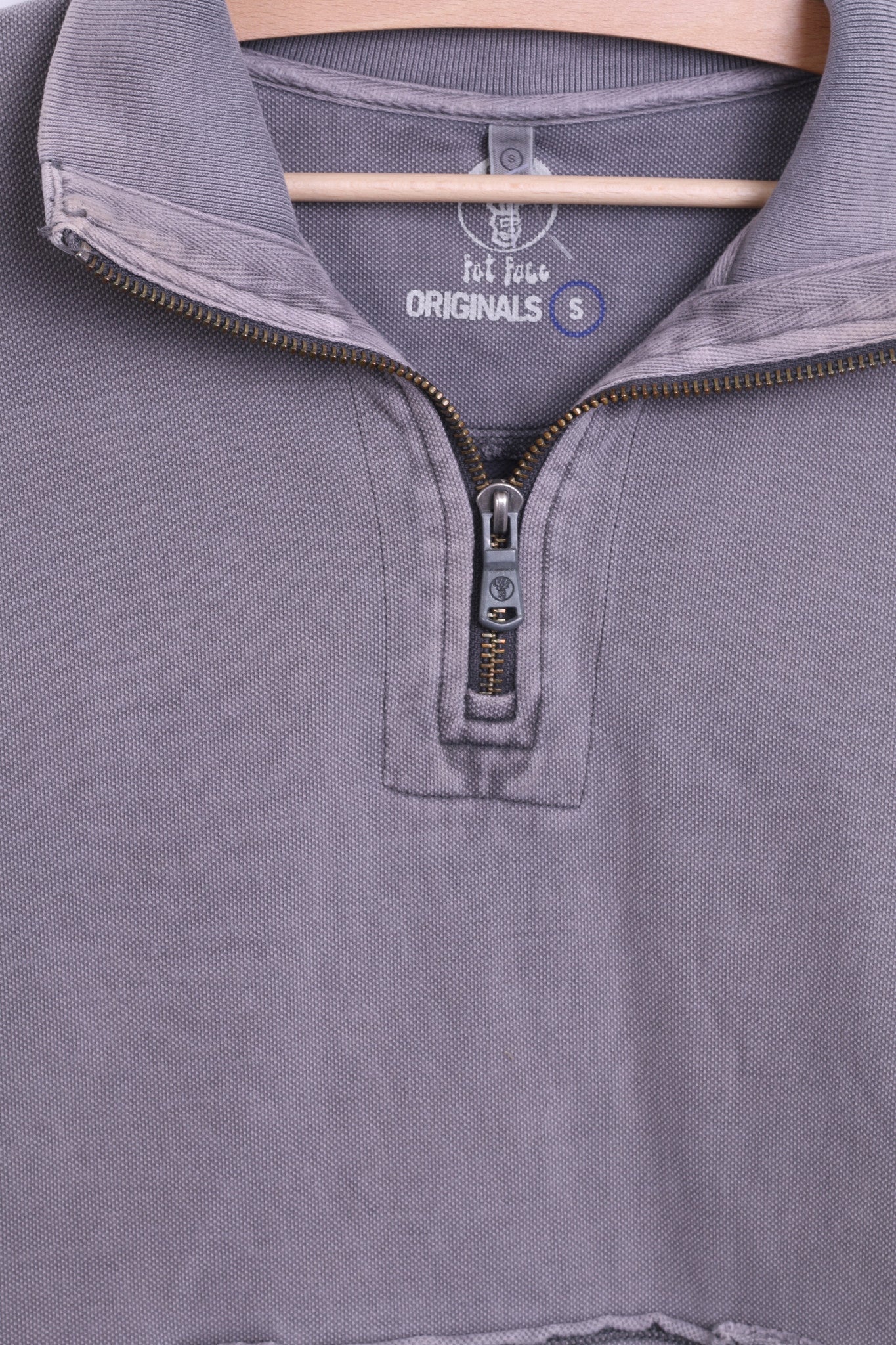 Originals Fot Face Mens S Sweatshirt Zip Neck Washed Look Cotton - RetrospectClothes