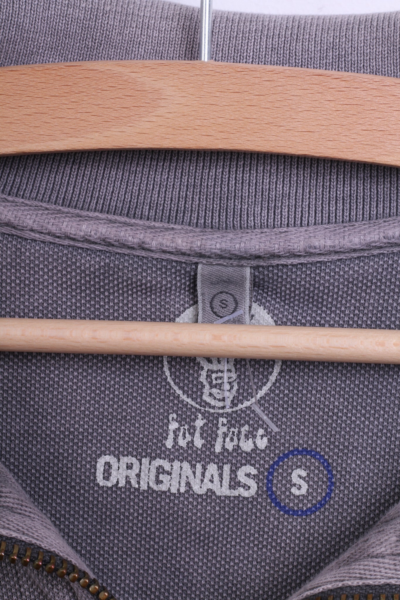 Originals Fot Face Mens S Sweatshirt Zip Neck Washed Look Cotton - RetrospectClothes