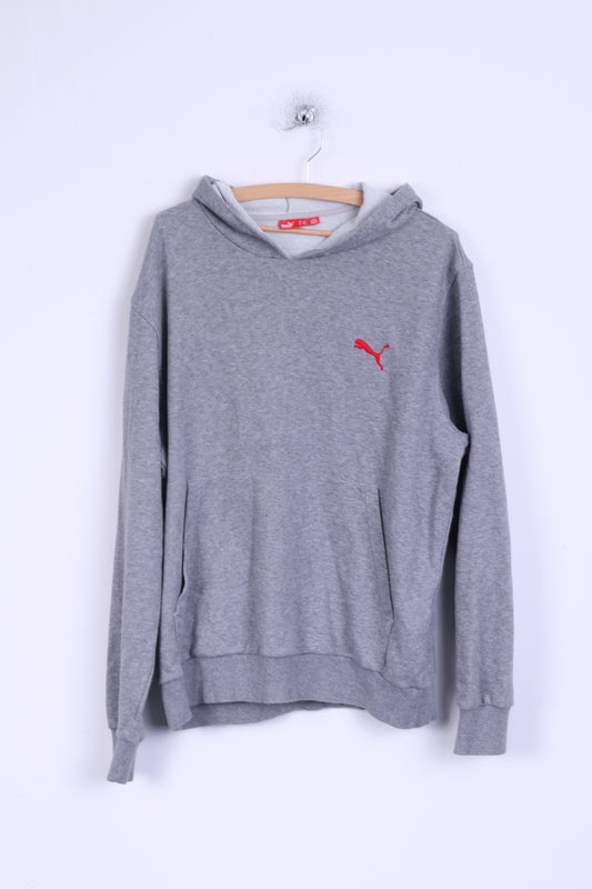 Puma Mens L Sweatshirt Grey Cotton Hooded Kangaroo Pocket Hoodie