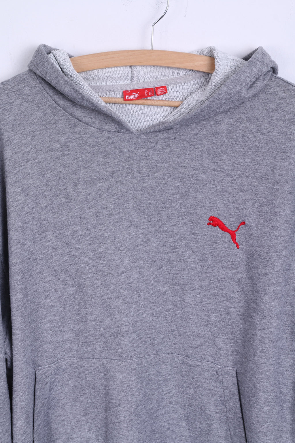 Puma Sweat à capuche L pour homme en coton gris avec poche kangourou
