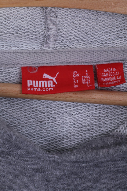 Puma Mens L Sweatshirt Grey Cotton Hooded Kangaroo Pocket Hoodie