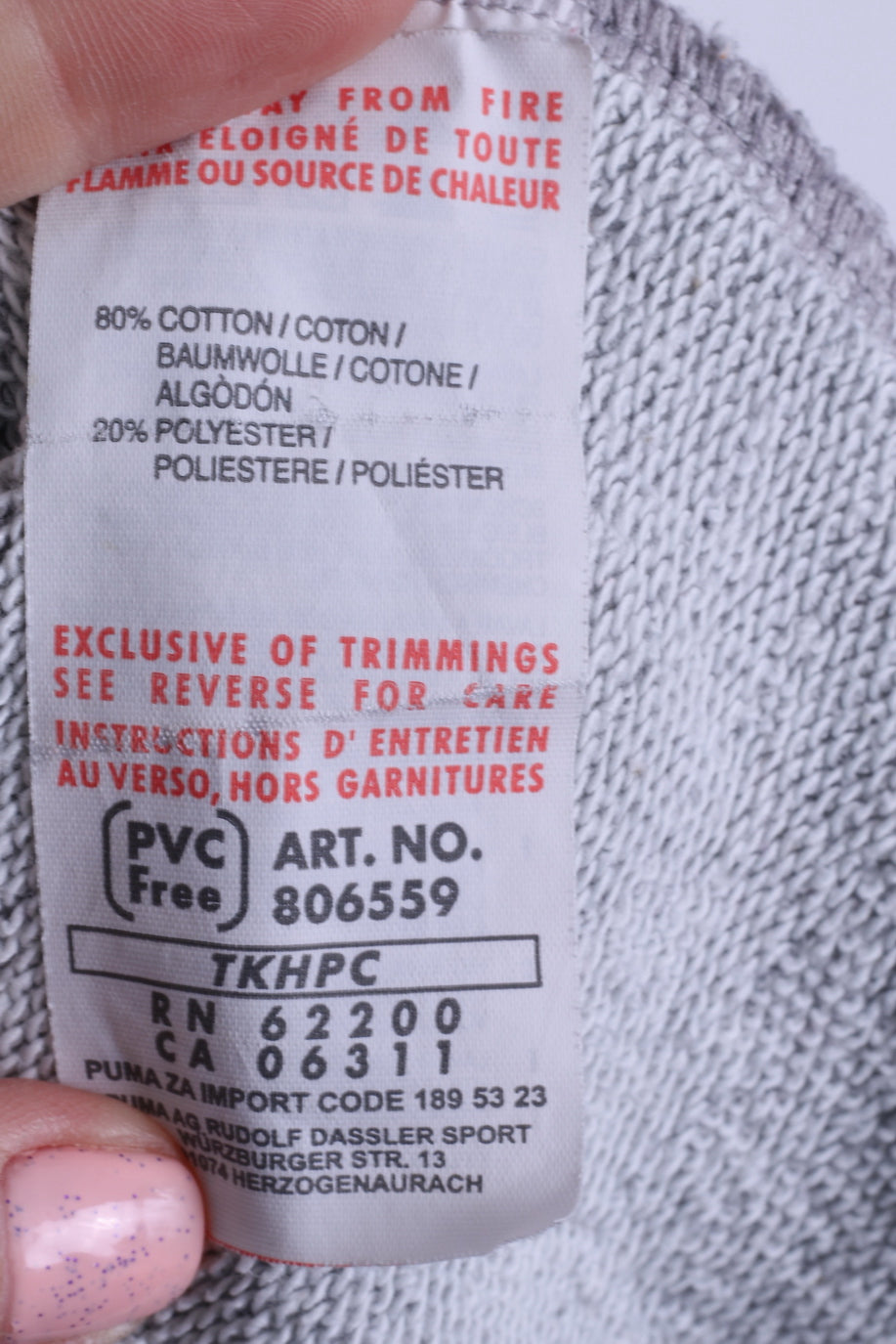 Puma Sweat à capuche L pour homme en coton gris avec poche kangourou