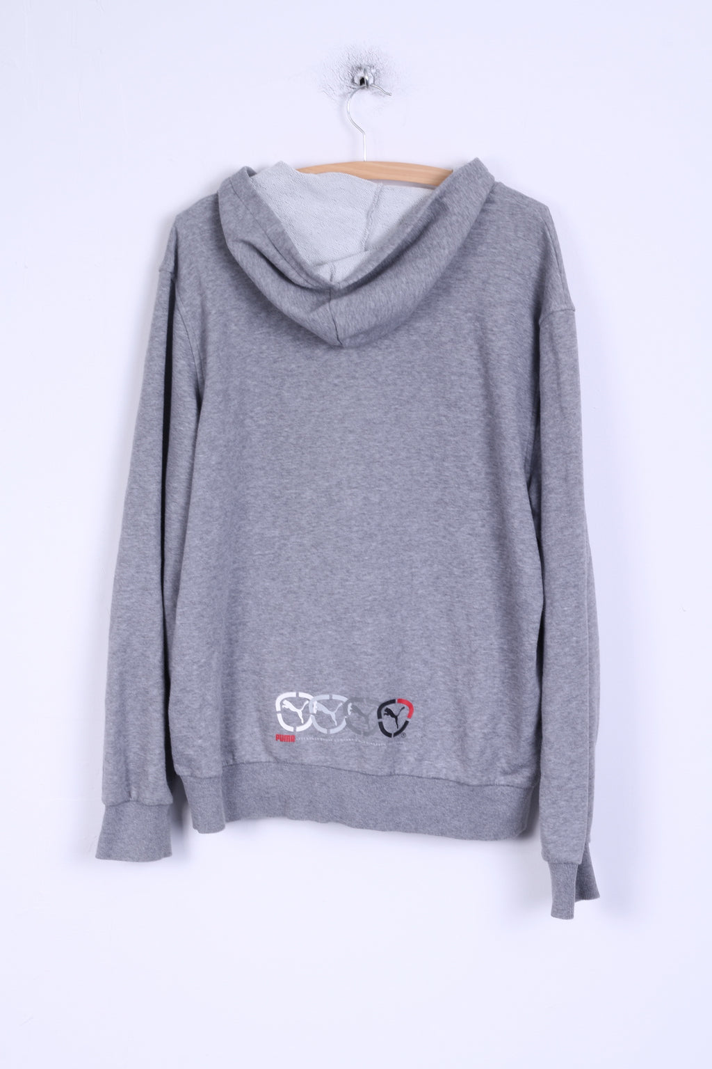 Puma Sweat à capuche L pour homme en coton gris avec poche kangourou