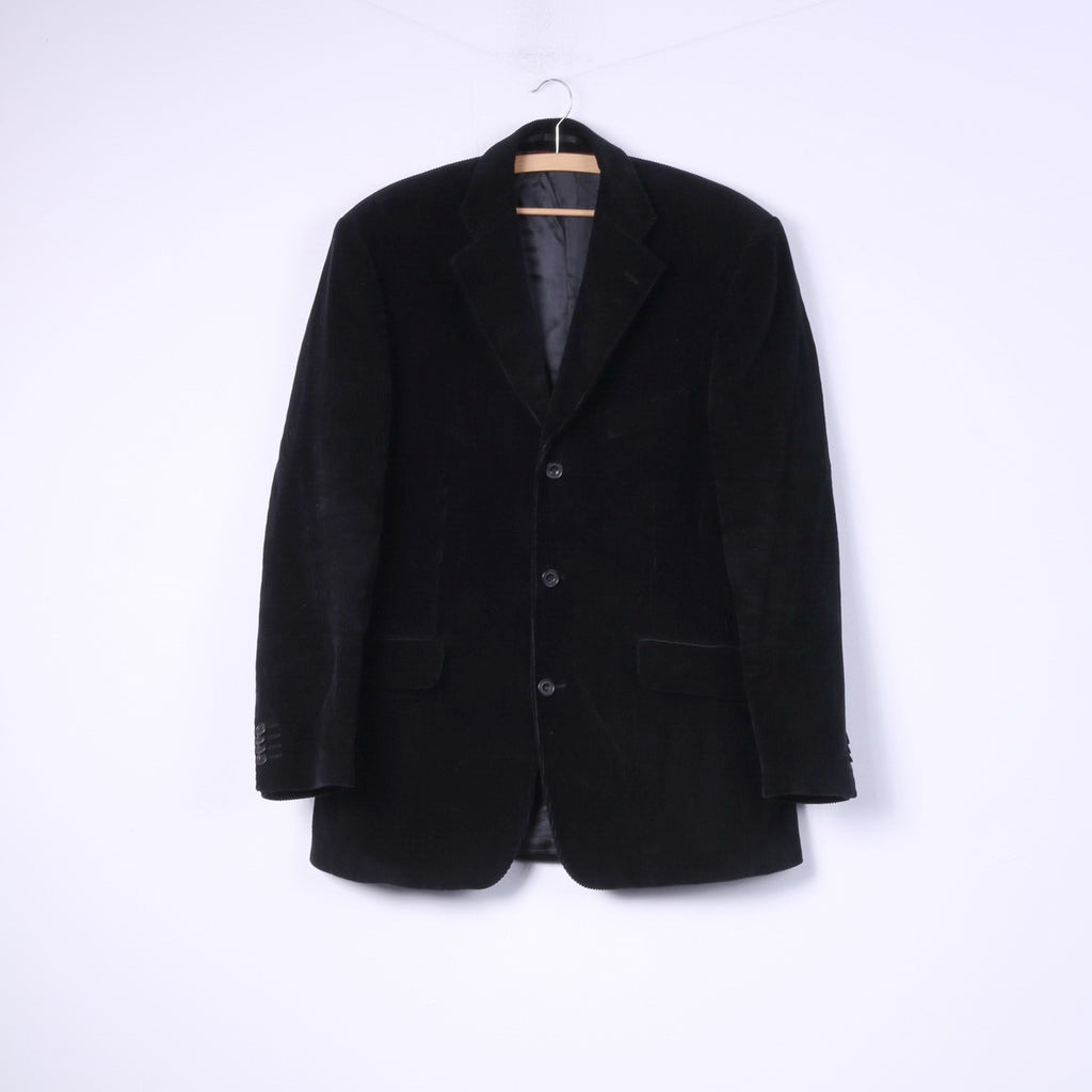 Scarlett London Uomo 42 R Blazer Velluto a coste Nero Top monopetto in cotone