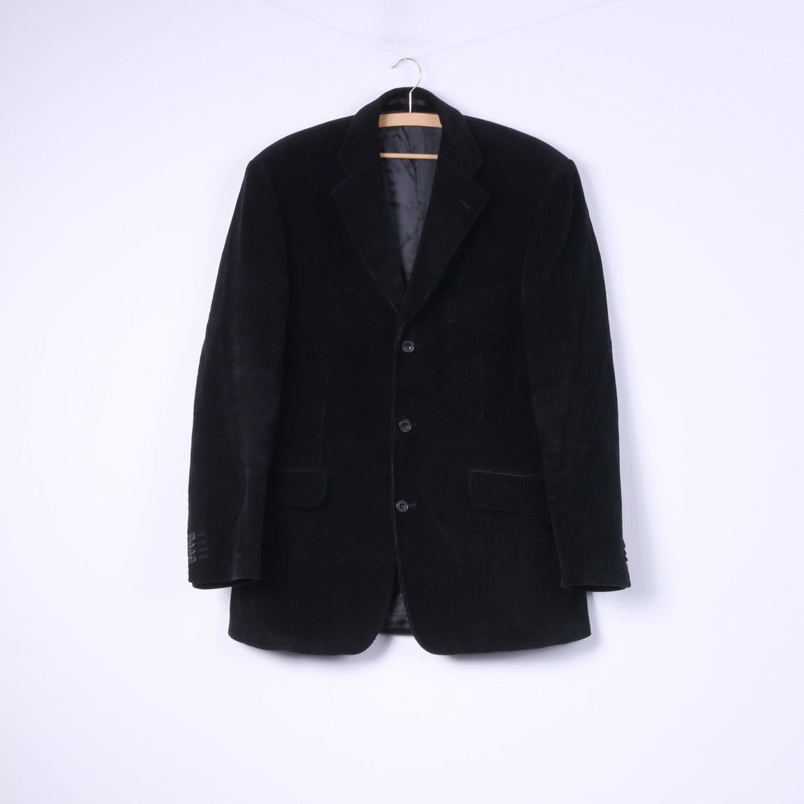 Scarlett London Uomo 42 R Blazer Velluto a coste Nero Top monopetto in cotone